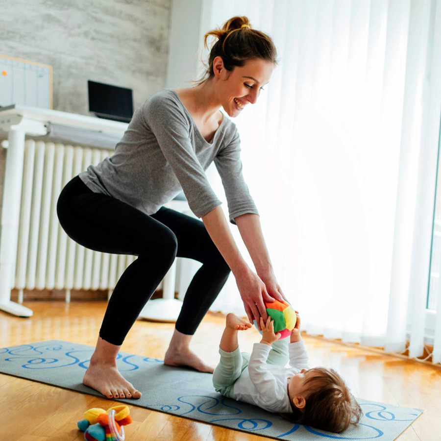 mom working out with baby