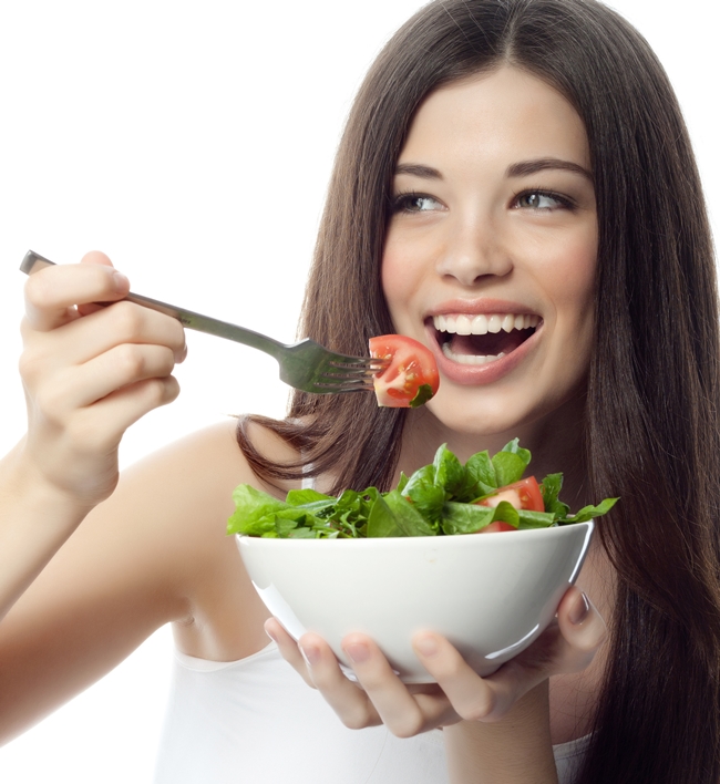 eating organic salad
